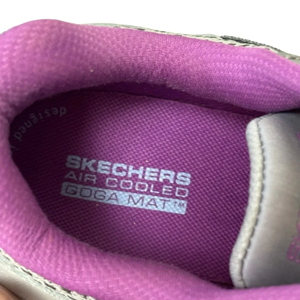 New Sketchers Leather Walking Sneakers Goga Mat Purple & Gray Lace Up Size 6 - Picture 8 of 10